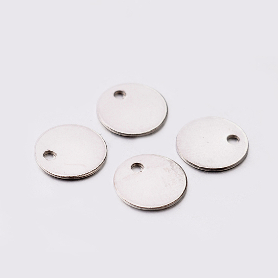 Оригинальный цвет 304 из нержавеющей стали плоские круглые руки штамповки пустые прелести тегов, 8x0.5 мм, отверстие : 1 мм