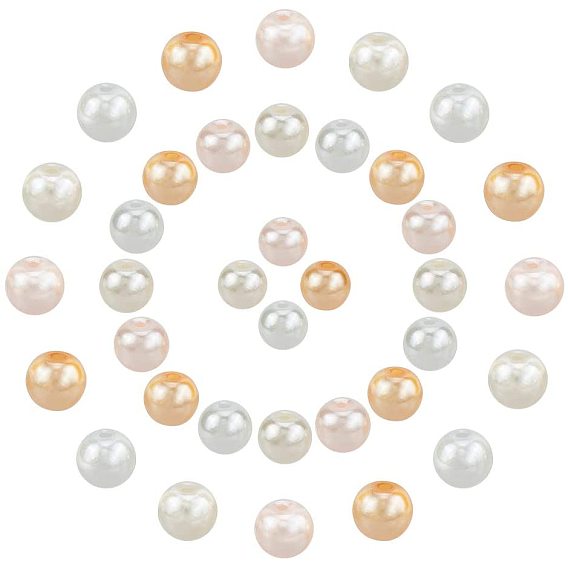 Perles en verre nacré, nacré, ronde