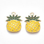 Alloy Pendants, Cadmium Free & Lead Free, with Enamel, Pineapple, Light Gold
