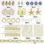 SUNNYCLUE DIY Dangle Earring Making Kits, Iron Paperclip Chains, 12Pcs Evil Eye & Geometry Glass & Brass Links, 6Pcs Starfish & Flat Round Alloy Pendants, Glass Pearl and Brass Findings