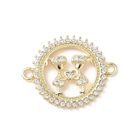Подвески-соединители для дружбы с латунными подвесками из прозрачных кубических цирконий, кольцо с девушками-ссылками, без свинца и без кадмия, долговечный, стойки покрытие