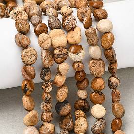 Естественного изображения яшмы бисер нитей, самородки, упавший камень