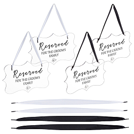 4 Акриловые сумки, предназначенные для семьи жениха, свадебные таблички, прямоугольные, с лентой