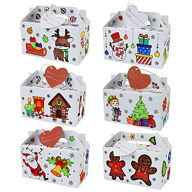 DIY Christmas Blank Gift Boxes, with Coloured Pen, Candy Packaging Tote Boxes, Cartons Chocolate Party Gifts For Guests