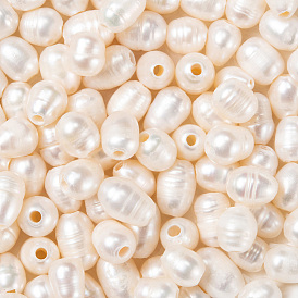  Large Hole Pearl Beads, Natural Cultured Freshwater Pearl Loose Beads, Dyed, Oval