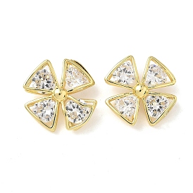 Латунные микропаве прозрачные подвески с фианитом, долговечный, без кадмия и без свинца, цветочный шарм