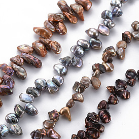 Perles de nacre naturelle brins Keshi, perle de culture d'eau douce, teint, nuggets