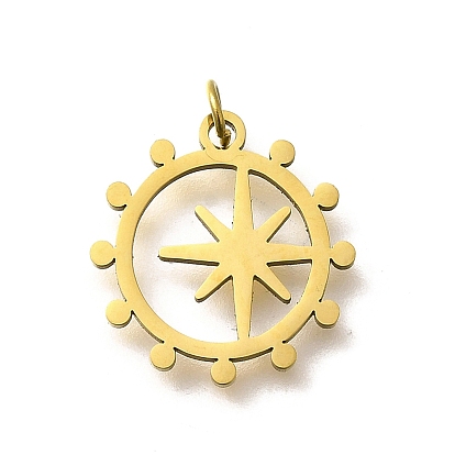 304 подвески из нержавеющей стали, с целью перехода в кольце, солнце со звездными чарами, лазерная резка, ионное покрытие (ip)