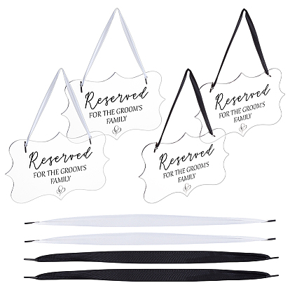 4 Акриловые сумки, предназначенные для семьи жениха, свадебные таблички, прямоугольные, с лентой