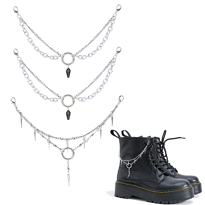 4 шт. 2 стильные цепи из сплава и алюминия с ремешком для ботинок, с пружинными запорными кольцами из сплава и карабинами из сплава, конус и гроб