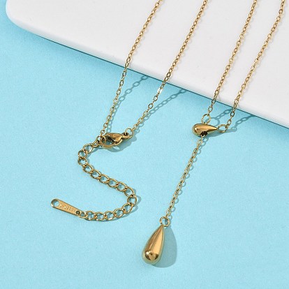 304 Подвеска в форме капли из нержавеющей стали, колье-лариата с кисточкой, ионное покрытие (ip)