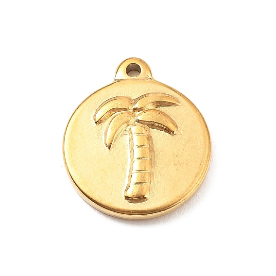 304 подвески из нержавеющей стали, плоский круглый с подвеской из кокосовой пальмы