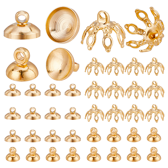 60шт 3 стили латунные бусины колпачки подвески хомуты, для подвесных планок, долговечный
