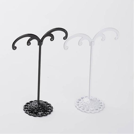 3 Pcs T Bar Iron Earring Displays Sets, Bean Sprout Shape Earrings Display Stand