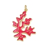 Латунь эмаль подвески, форма коралла, с целью перехода в кольце, стойки покрытие, долговечный, без кадмия и без свинца, реальный 18 k позолоченный