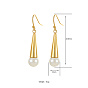 304 Stainless Steel Cone Dangle Earrings, Natural Pearl Drop Earrings
