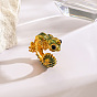 Alloy Enamel Cuff Open Rings, Lizard, Golden
