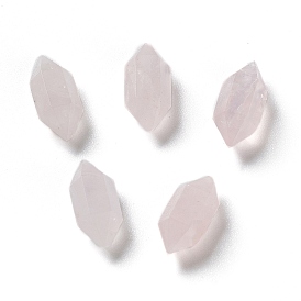 Perles pointues à double borne en quartz rose naturel, sans trou, facette, balle