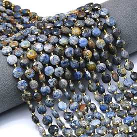 Натуральные нити из бисера, граненый шестиугольный разрез, плоско-круглые, с бисером