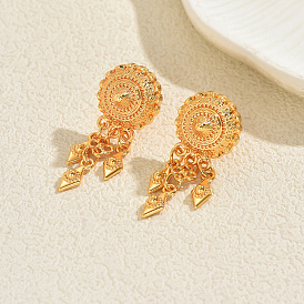 Винтажные серьги-гвоздики из сплава, плоские круглые с прямоугольника