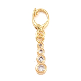 Brass with Cubic Zirconia Charms, Flat Round Charms