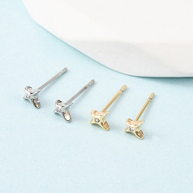 Серьги-гвоздики из латуни с прозрачным фианитом и прозрачным фианитом