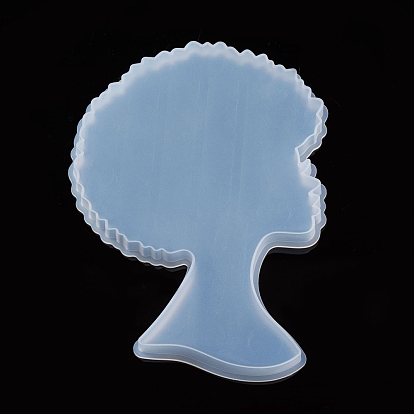 Afro Female Silicone Resin Molds, Large Afro Woman Head Tray Mold, for DIY Coaster Tray