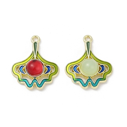 Подвески из эмали и сплава, cmолой, без кадмия, без никеля и без свинца, очарование листьев гинкго, стойки покрытие, золотые