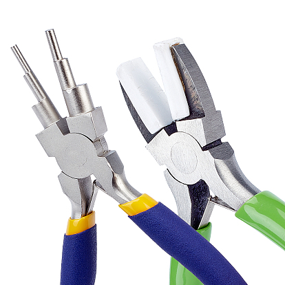 2шт 2 набор плоскогубцев для ювелирных изделий, 45 # углеродистая сталь нейлоновые клещи и углеродистая сталь 6 многоступенчатые плоскогубцы для формирования петель для проволоки