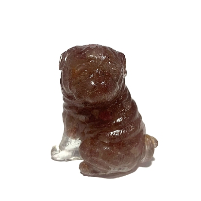 Resin Dog Figurines, with Gemstone Chips inside Statues for Home Office Decorations
