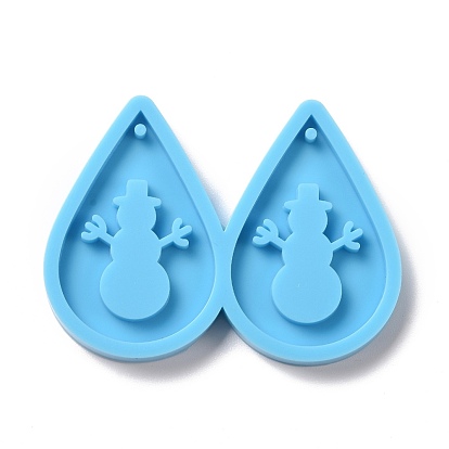 DIY Teardrop with Snowman Pendants Silicone Molds, Resin Casting Molds, For UV Resin, Epoxy Resin Jewelry Making, Christmas Theme