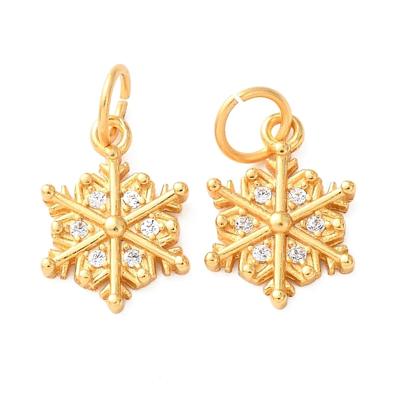Латунные микро проложить кубического циркония прелести, Рождественские снежинки, с целью перехода в кольце, без кадмия и без свинца, стойки покрытие, долговечный