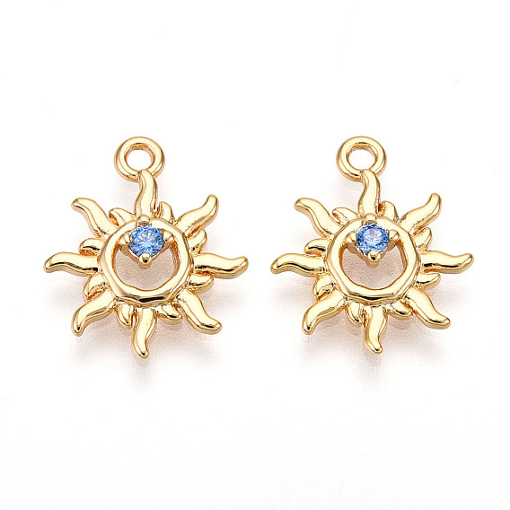 Латунные микро проложить кубического циркония прелести, солнце