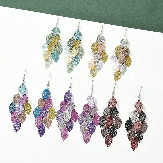 430 болтаться серьги из нержавеющей стали лист, с железными крюками серьги, платина