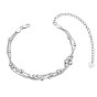 SHEGRACE 925 Sterling Silver Multi-Strand Bracelets, with Snake Chains and Round Beads
