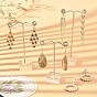 3Pcs T Bar Earring Organic Glass Displays Sets, Jewelry Display Rack, Jewelry Tree Stand, with Iron Finding, Platinum