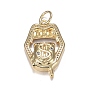 Brass Micro Clear Cubic Zirconia Pendants, Long-Lasting Plated, Lip with Dollar Sign