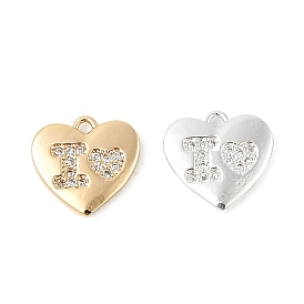 Латунные микропаве прозрачные кубические циркониевые подвески, без кадмия, без никеля и без свинца, сердце