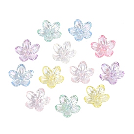 Transparent Plastic Bead Caps, 5-Petal Flower, AB Color Plated