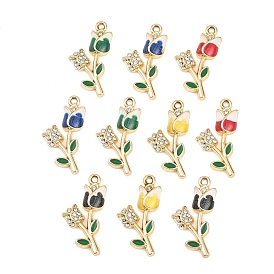 Подвески из сплава и страза, с эмалью, 