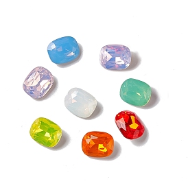 Cabujones de diamantes de imitación de vidrio estilo opal k, puntiagudo espalda y dorso plateado, octógono rectángulo