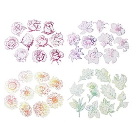 Flower Waterproof PET Stickers Set, Decorative Stickers, for Water Bottles, Laptop, Luggage, Cup, Computer, Mobile Phone, Skateboard, Guitar Stickers