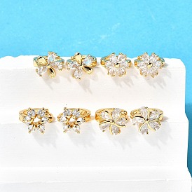 Серьги-кольца из латуни с цветком, с четким кубического циркония