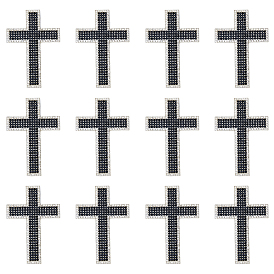 12шт. вышитые стразами нашивки из самоклеящейся нити для пришивания/приклеивания утюгом, аппликации из ткани, крестик