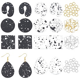 Olycraft Big Dangle Earrings DIY Making Kit, Including Airspay Painted Acrylic Pendants, Brass Earring Hooks & Open Jump Rings, for Jewelry Making