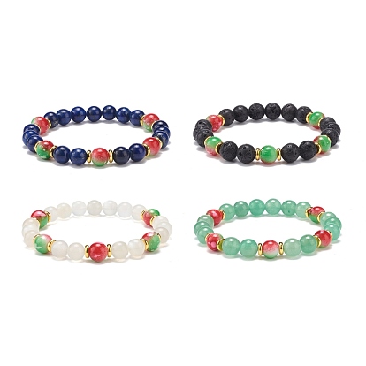 Rundes Stretch-Armband aus Edelsteinen und Harz für Damen