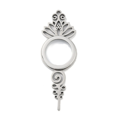 304 подвески-медальоны из нержавеющей стали, со стеклом, цветочный шарм