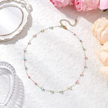 Ожерелья из натуральных ракушек и цепочек из окрашенных дисков и нержавеющей стали, красочный