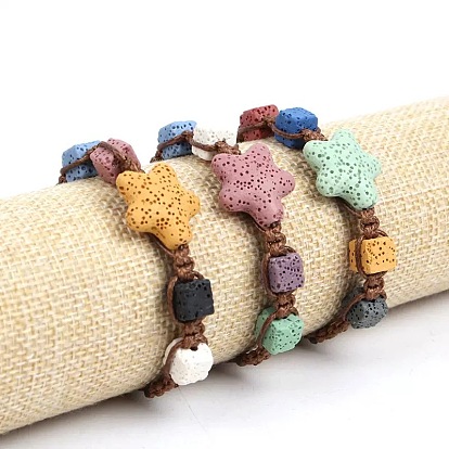 Браслеты из плетеных бусин из окрашенных натуральных лавовых камней для женщин, люди, звезда