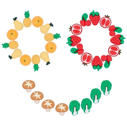 Cabuchones de resina, alimento de imitación, vegetales y frutas